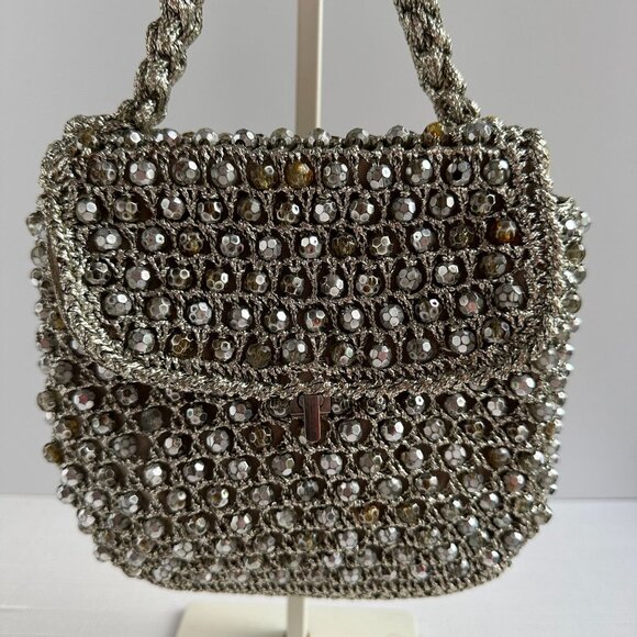 Barbara Lee Metallic Thread Beaded Purse Made in Italy - Picture 14 of 16